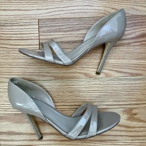Nude Patent Leather Sandal Stiletto Heels